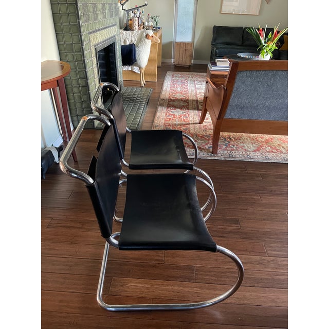 Pair of ca.1980 Attributed to Mies van der Rohe Mr10 Dining Chairs For Sale - Image 18 of 18