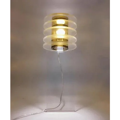 Sculptural Space Age Clear and Smoked Acrylic Glass Table Lamp, Italy, 1970s For Sale - Image 10 of 12