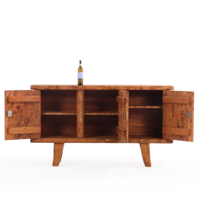 1960s French Brutalist Style Burl Elm Buffet, C. 1960 For Sale - Image 5 of 9