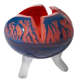 Handmade Orange and Blue Glass Sculpture by Jay Von Koffler