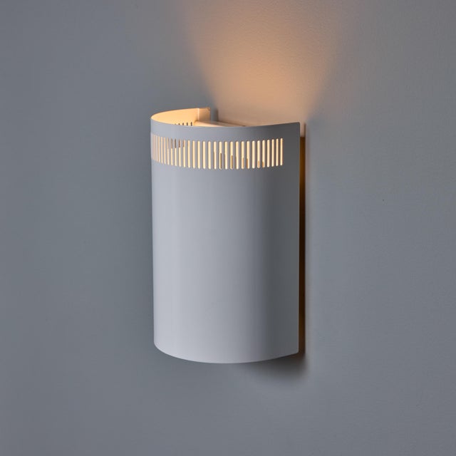 1960s Model #5390 White Perforated Metal Wall Lights for Orno Finland For Sale - Image 9 of 18