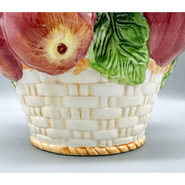 Vintage Apple Basket Ceramic Cookie Jar – Whimsical Kitchen Counter Storage For Sale - Image 12 of 12