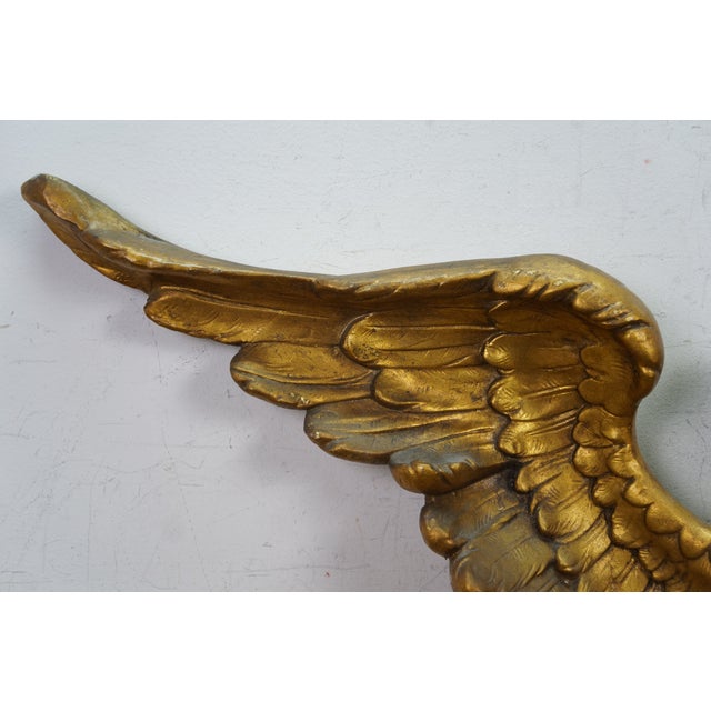 Syroco Mid Century Gold Gilt Resin Federal American Bald Eagle Wall Plaque 37" For Sale - Image 4 of 12