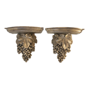 Vintage Grape Cluster Wall Shelves – Set of 2