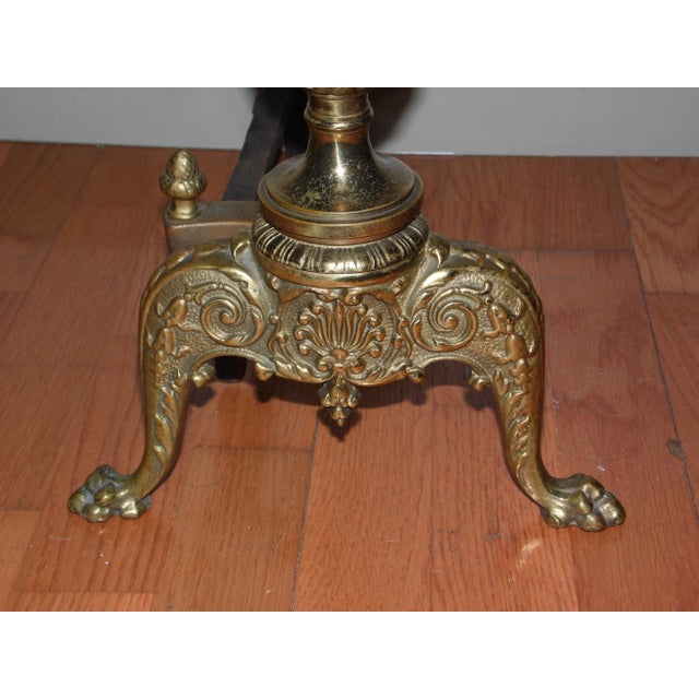 Antique Pair English Bellows Brass Fireplace Andirons Fire Dogs Log Holders Chairish