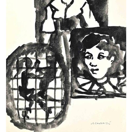 Watercolor on paper realized by Mino Maccari in 1950 ca. Hand signed in the lower right. Very good condition. This piece...