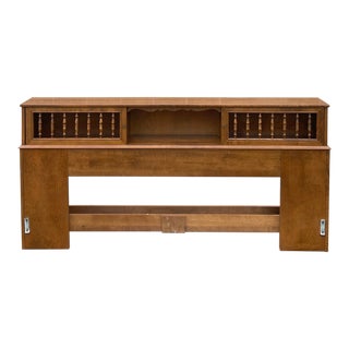 Vintage Ethan Allen Heirloom Collection Traditional Nutmeg Maple King Storage Headboard For Sale