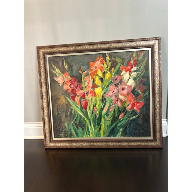 Original Framed Floral Oil Painting For Sale In Chicago - Image 6 of 8
