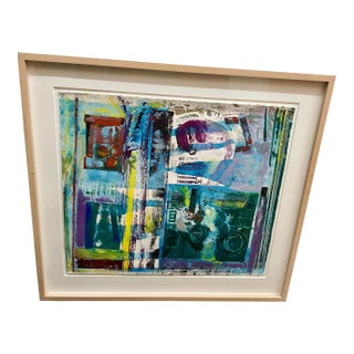 1989 Maria Walsh Signed Abstract Collagraph Monoprint in Gallery Frame For Sale