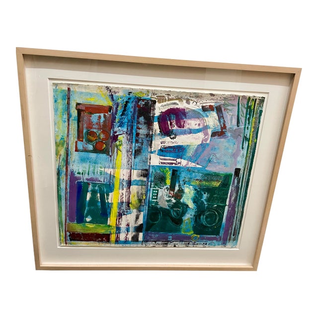 1989 Maria Walsh Signed Abstract Collagraph Monoprint in Gallery Frame For Sale