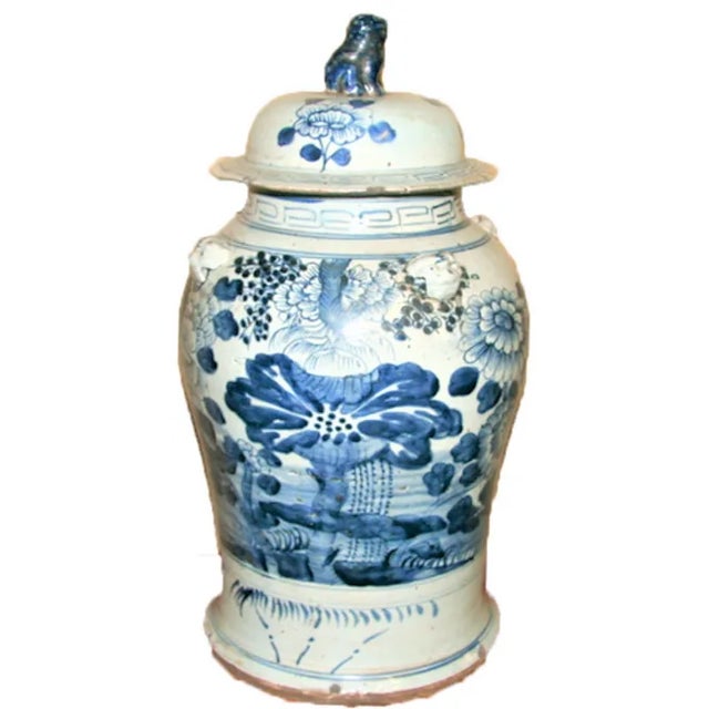 Contemporary Contemporary Blue & White Chinoiserie Floral Ginger Jar For Sale - Image 3 of 3