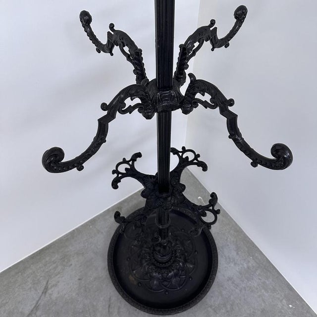 Large Ornate Cast Iron Hall Tree Coat Stand with Twelve Hooks For Sale - Image 12 of 14