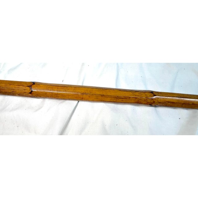 Wood Antique Asian Hand Carved Natural Bamboo Root Wood Faceted Walking Stick Cane For Sale - Image 7 of 15