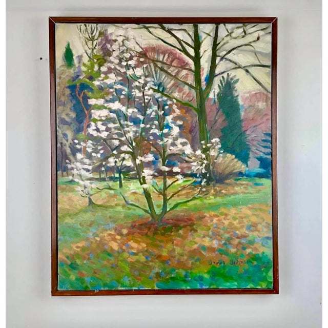Vintage Original Oil Painting “Willow Wood Arboretum Spring Landscape” Signed James L. Johnson For Sale - Image 12 of 12
