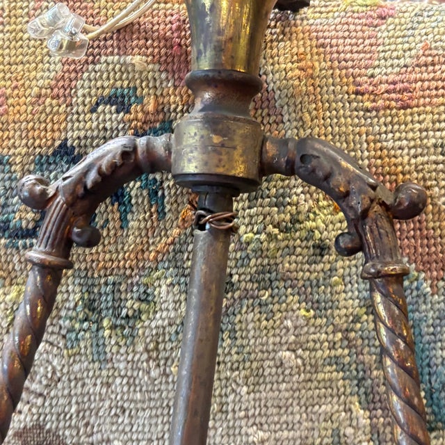 Antique Art Nouveau Bronze Pendant Light with Foliage, 1920s For Sale - Image 9 of 12