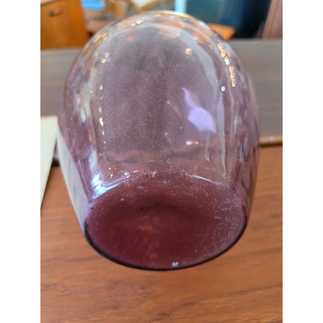 1970s Mid-Century Modern Hand-Blown Amethyst Purple Glass Decanter Bottle / Vase For Sale - Image 4 of 9