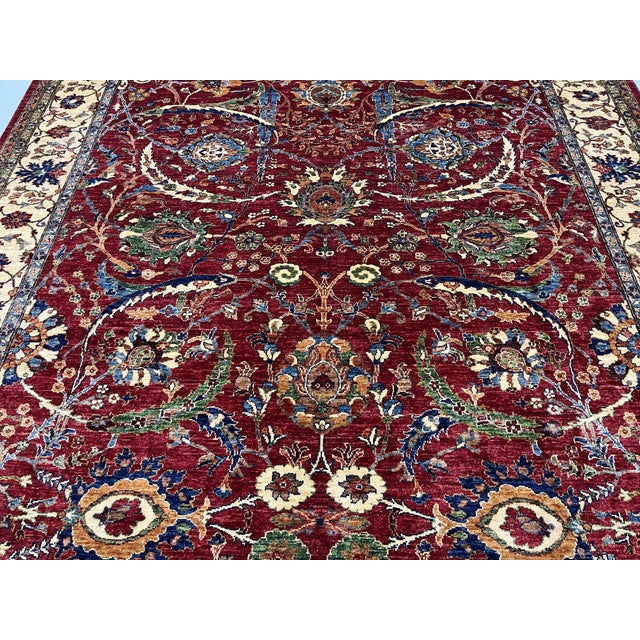 Red Bijar Persian Design Wool Rug With Floral Border, 8'2" X 10'10" For Sale - Image 6 of 13