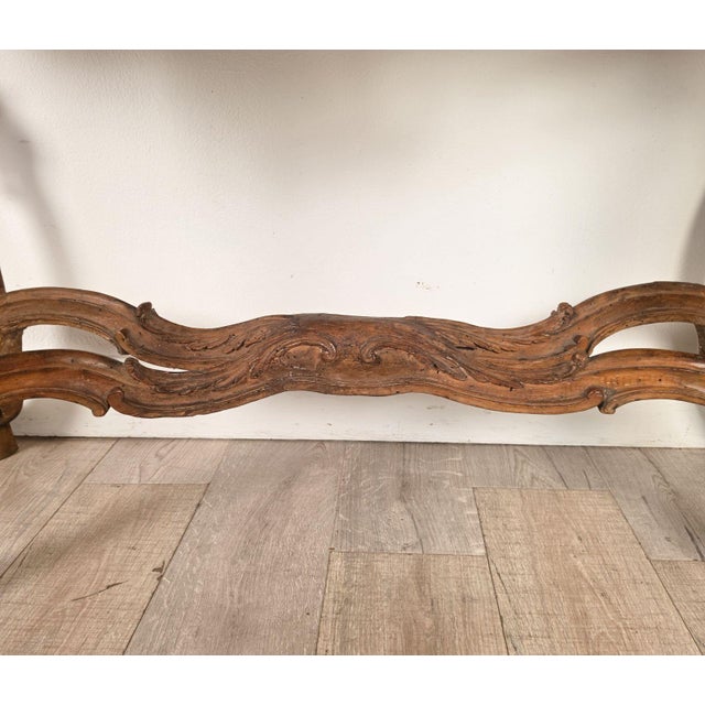 Wood 18th Century Italian Walnut Rococo Console With Marble Top For Sale - Image 7 of 18