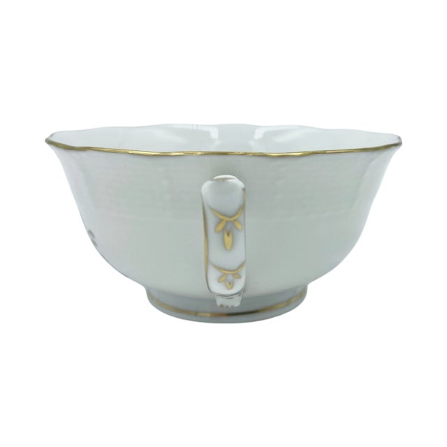 2010s Herend Chinese Bouquet Black Sapphire Tea Cup and Saucer For Sale - Image 5 of 9