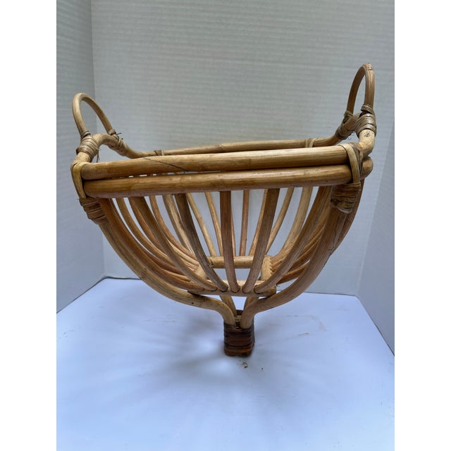 Boho Chic Bent Rattan Basket For Sale - Image 3 of 7
