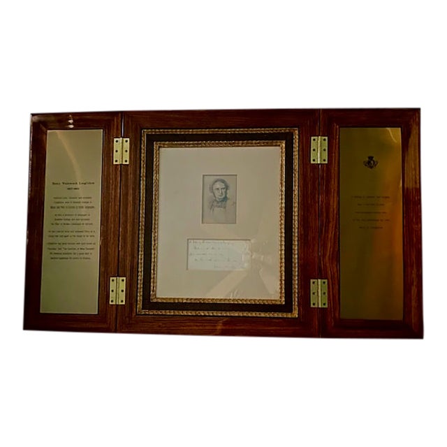 Henry Wadsworth Longfellow Original Framed Sonnet For Sale