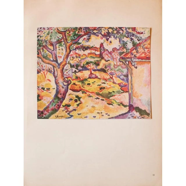 An excellent Second Edition period offset lithograph, print, of Paysage (1907) by Georges Braque. Signed in the print: "G....
