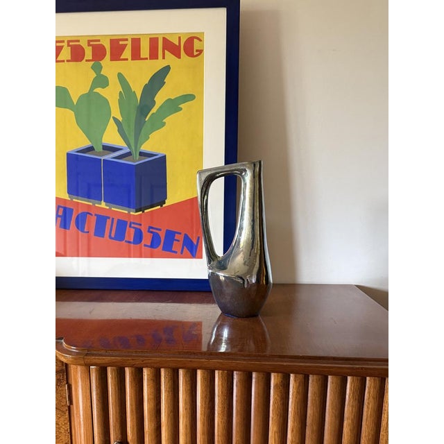 Modern iridescent gres vase Rambervillers France 1950s marked under the base Gres Flammé H 30.5 cm - 15.5 × 11.5 cm...