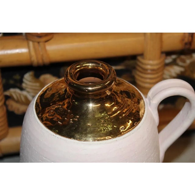 Italian Vase in Pink Ceramic and Gold by Aldo Londi for Bitossi, 1970s For Sale - Image 3 of 8