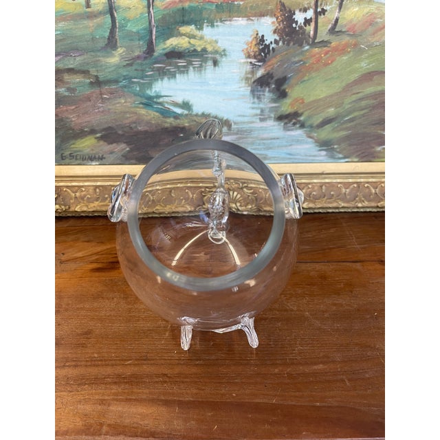 Mid Century Hand-Blown Clear Glass Fish Vase by Blenko Style - Sculptural Studio Art Glass Vessel. For Sale In Seattle - Image 6 of 10