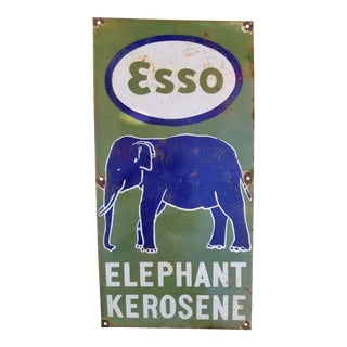 Vintage Esso Elephant Enamel Sign For Sale
