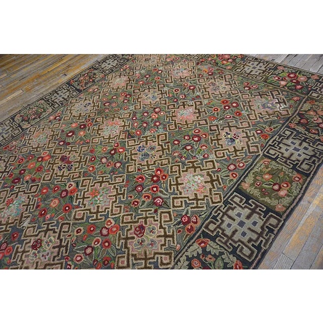 Brown Early 20th Century American Hooked Rug 7' 3" x 9' For Sale - Image 8 of 12