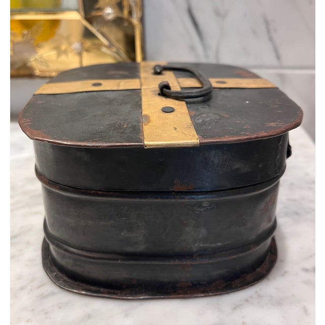 Brass Vintage Metal Box With Brass Accents For Sale - Image 8 of 14