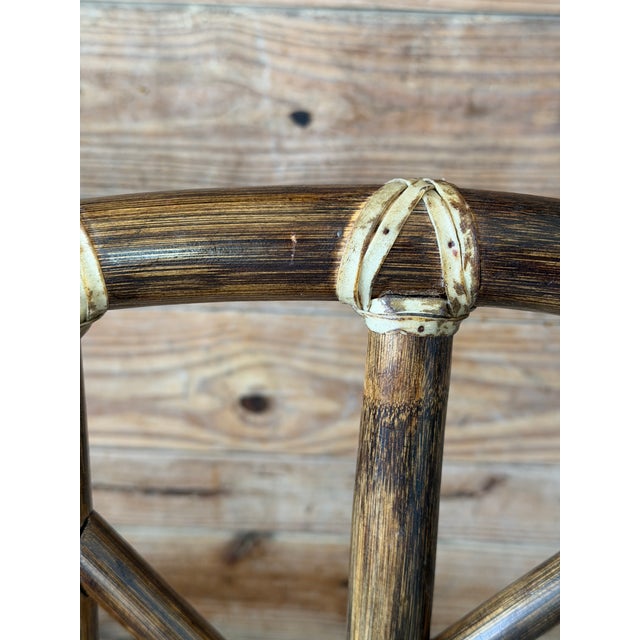 Mid 20th Century Vintage McGuire M-74 “Arrow Back” Rattan Dining Arm Chairs by Elinor McGuire, Set of Six For Sale - Image 5 of 12