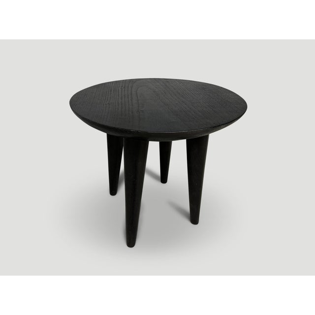 Andrianna Shamaris Minimalist Charred Round Side Table For Sale - Image 9 of 18