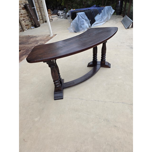 Curved Rustic Wood Accent Table For Sale - Image 4 of 10