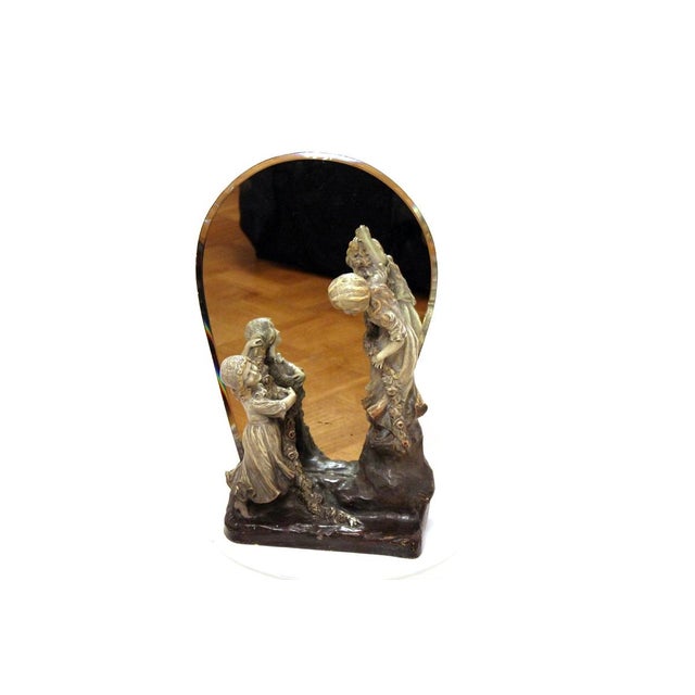 Antique Mirror with Figurines from Goldscheider, 1890s For Sale - Image 6 of 17