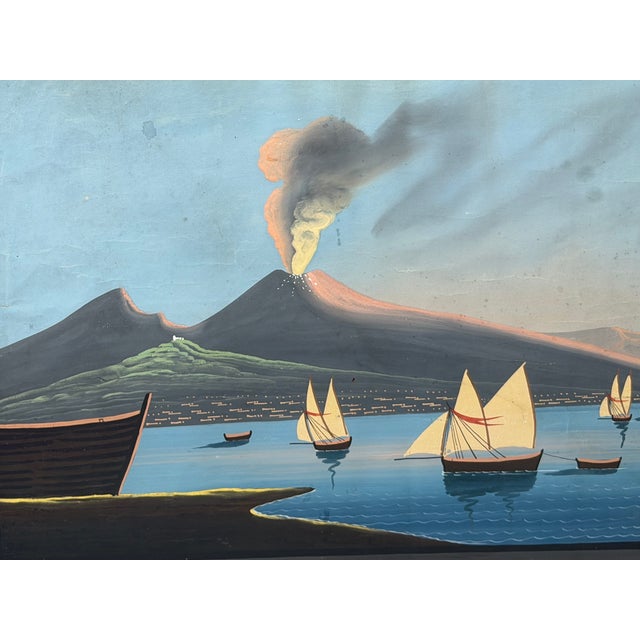 19th Century Italian Grand Tour Mount Vesuvius Eruption Gouache Painting, 1844 A dramatic 19th-century Italian gouache...