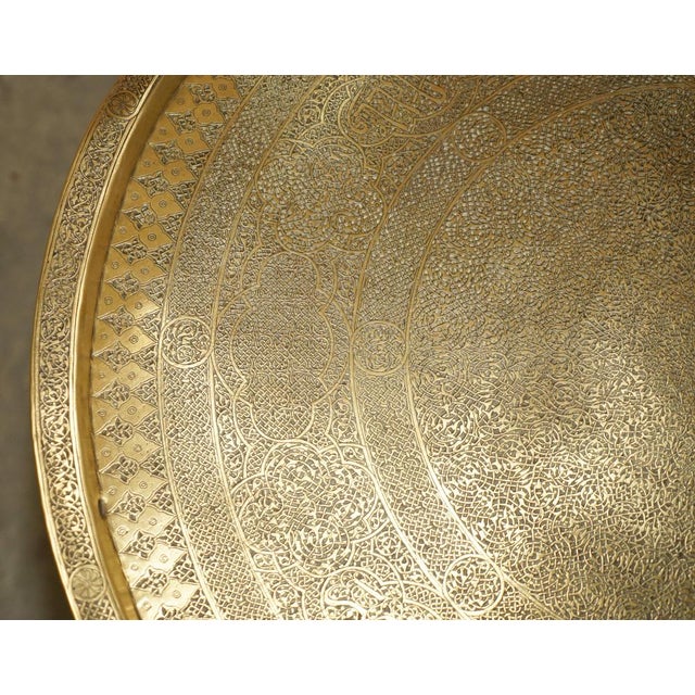 Large Vintage Moroccan Hand Carved Folding Tray Table from Liberty For Sale - Image 13 of 18