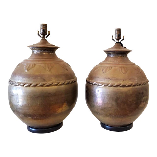 Pair or 1960s Brass Lamps For Sale