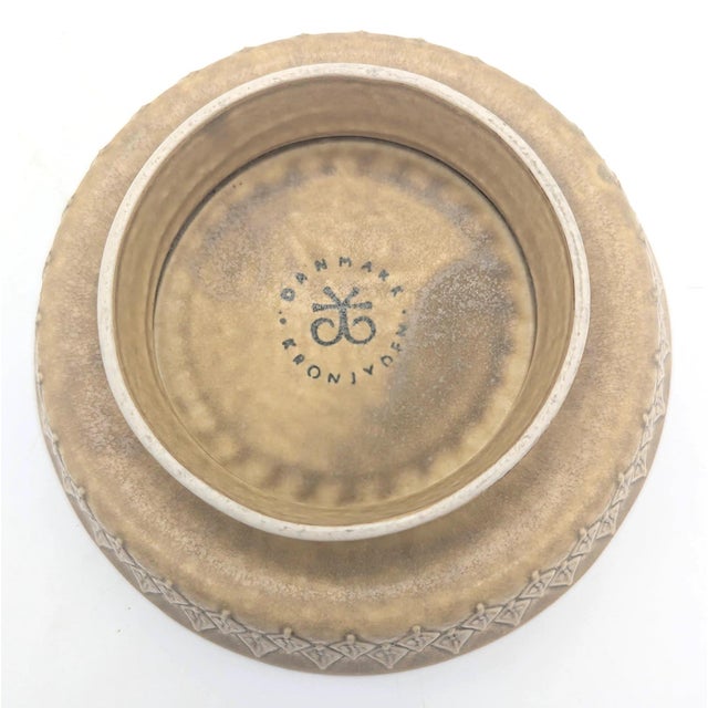 Sand 1950s Jens Quistgaard Stoneware Pedestal Bowl For Sale - Image 8 of 9