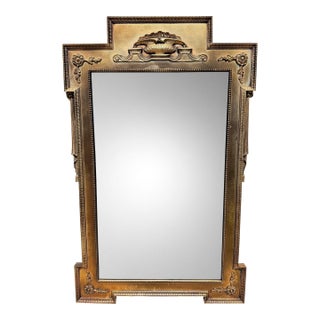 Vintage Neoclassical Giltwood Pier Mantel Mirror With Urn and Rosettes For Sale