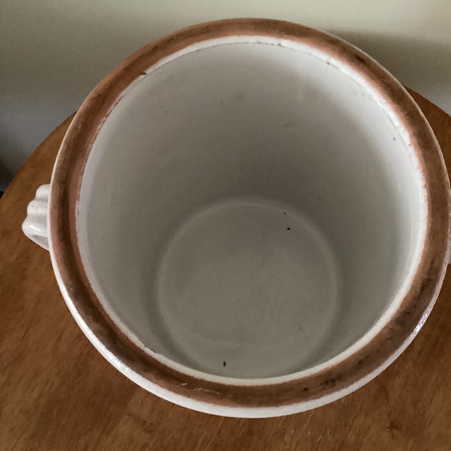 Antique Rustic Ceramic European Glazed Stoneware Confit Pot/ Urn With Handles For Sale - Image 10 of 12