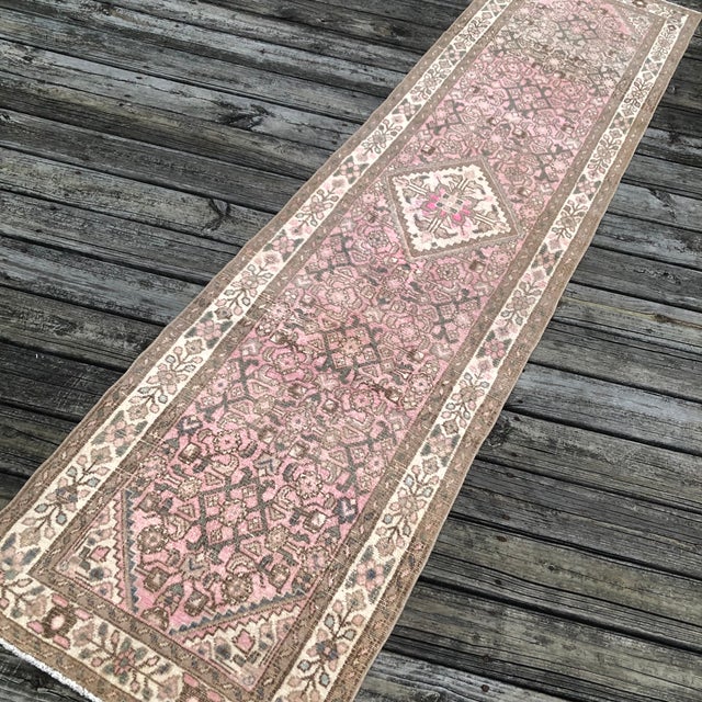 Vintage Runner Rug | Pink and Brown Tones | 3x10 For Sale In Houston - Image 6 of 7