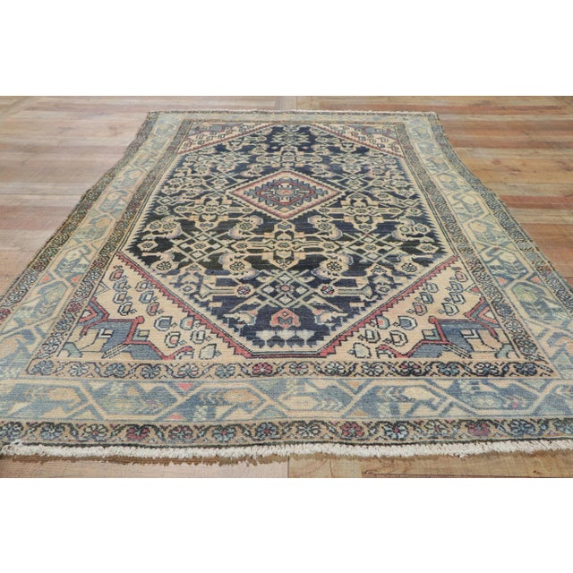 Navy Blue Antique Persian Malayer Rug - 04'00 X 07'01 For Sale - Image 8 of 9