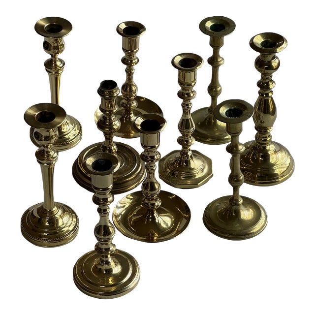 Vintage Brass Candleholders~10 For Sale