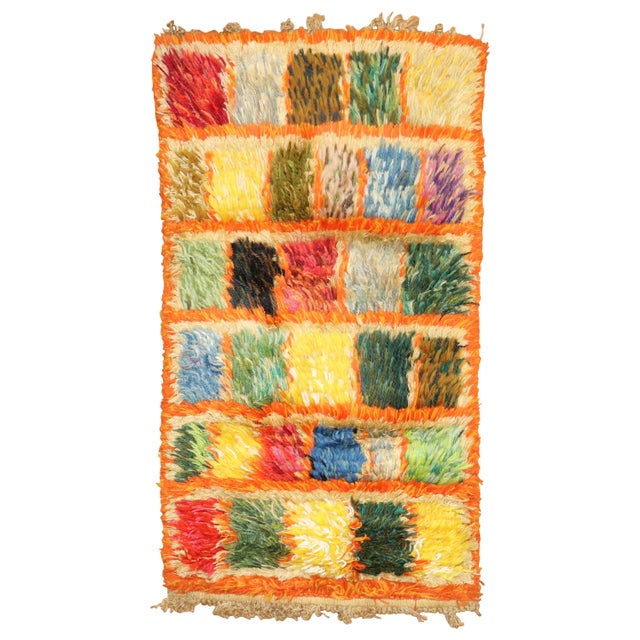 Late 20th Century Late 20th Century Highly Decoraitve Swedish Rya Small Checkerboard Rug - 1'5" x 2'6" For Sale - Image 5 of 18