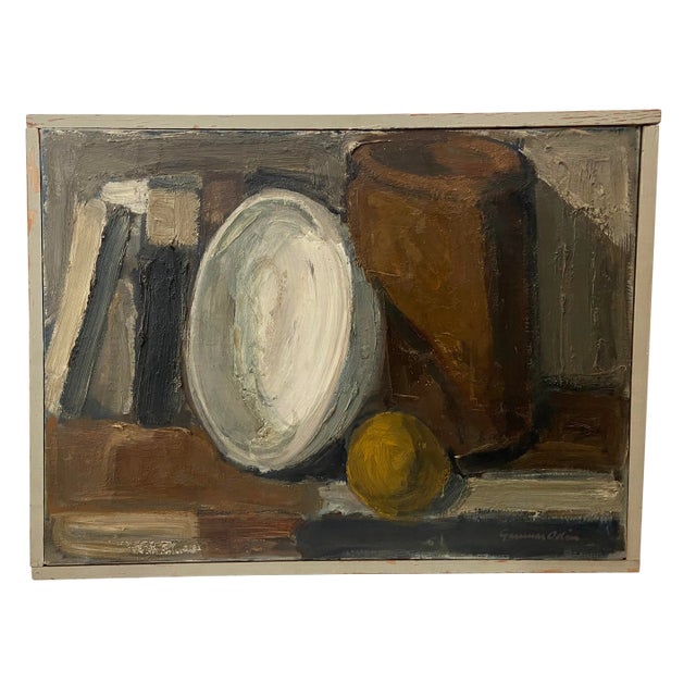 Mid-Century Painting "Uppställning" by Gunnar Odin For Sale