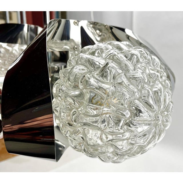 Swirl Ball Pendant Stem Lamp with 4 Globular Lights from Massive, Belgium, 1960s For Sale - Image 8 of 18