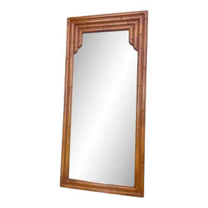 1970’s Vintage Faux Bamboo Mirror in Natural Color