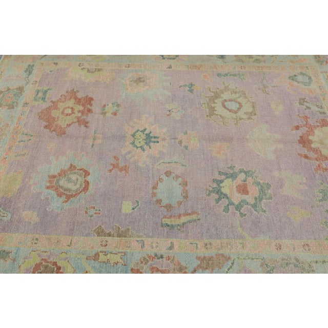 Early 21st Century Multicolor Handwoven Turkish Oushak Rug 5'11" X 8'4" For Sale - Image 4 of 9